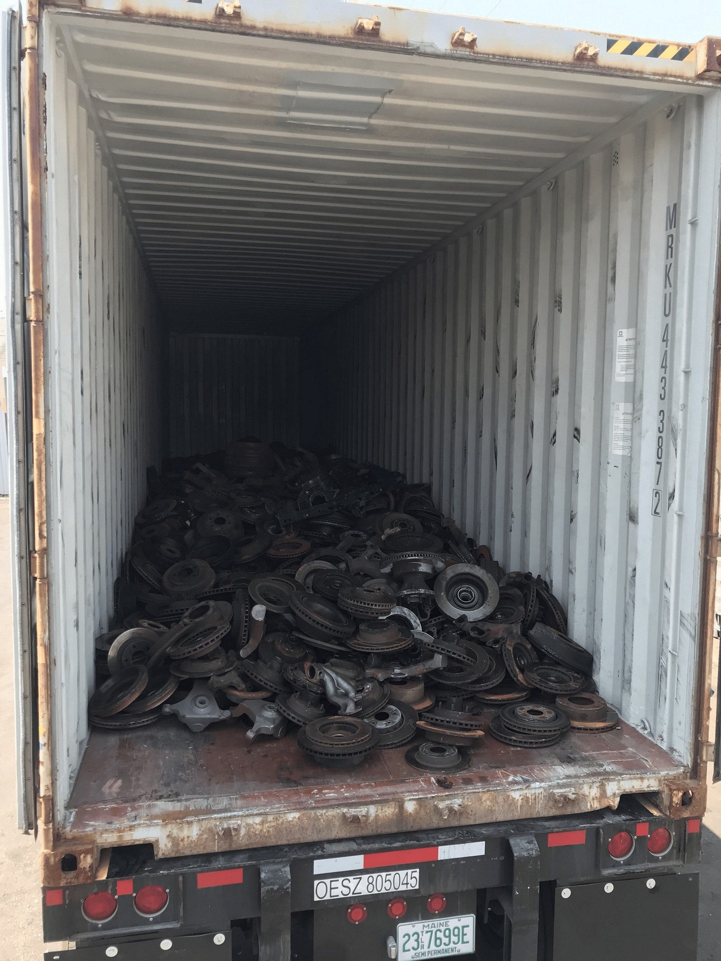 Stacked carbon plate steel product inventory at C4S Recycling