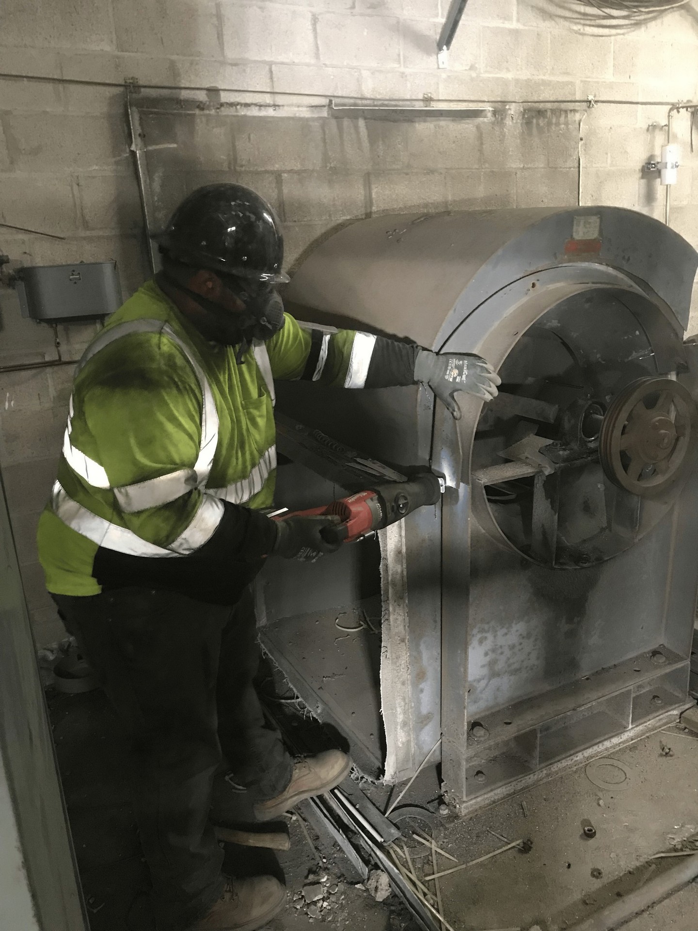 C4S Recycling technician processing a commercial appliance unit