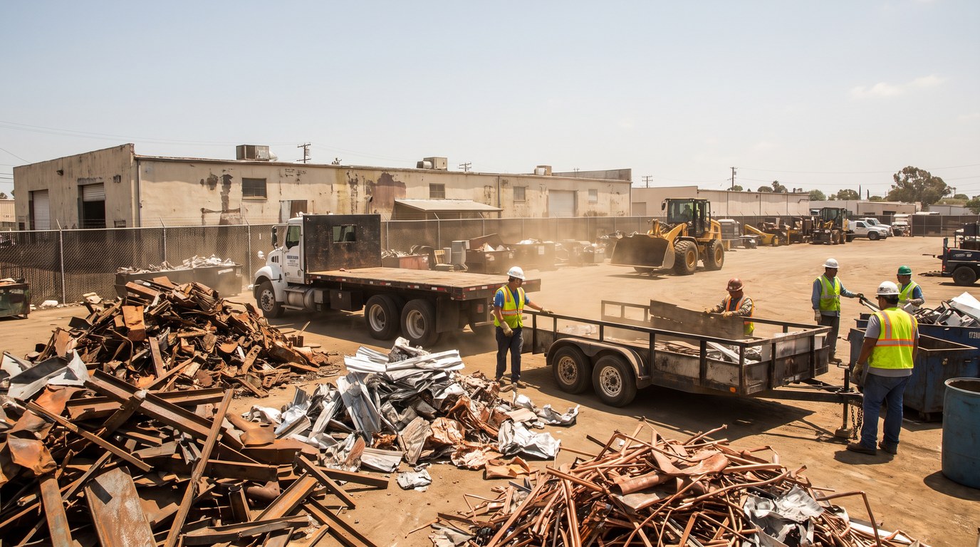 Scrap Metal Recycling Yard Chula Vista Sorted steel and aluminum piles at the C4S Recycling scrap yard in Chula Vista