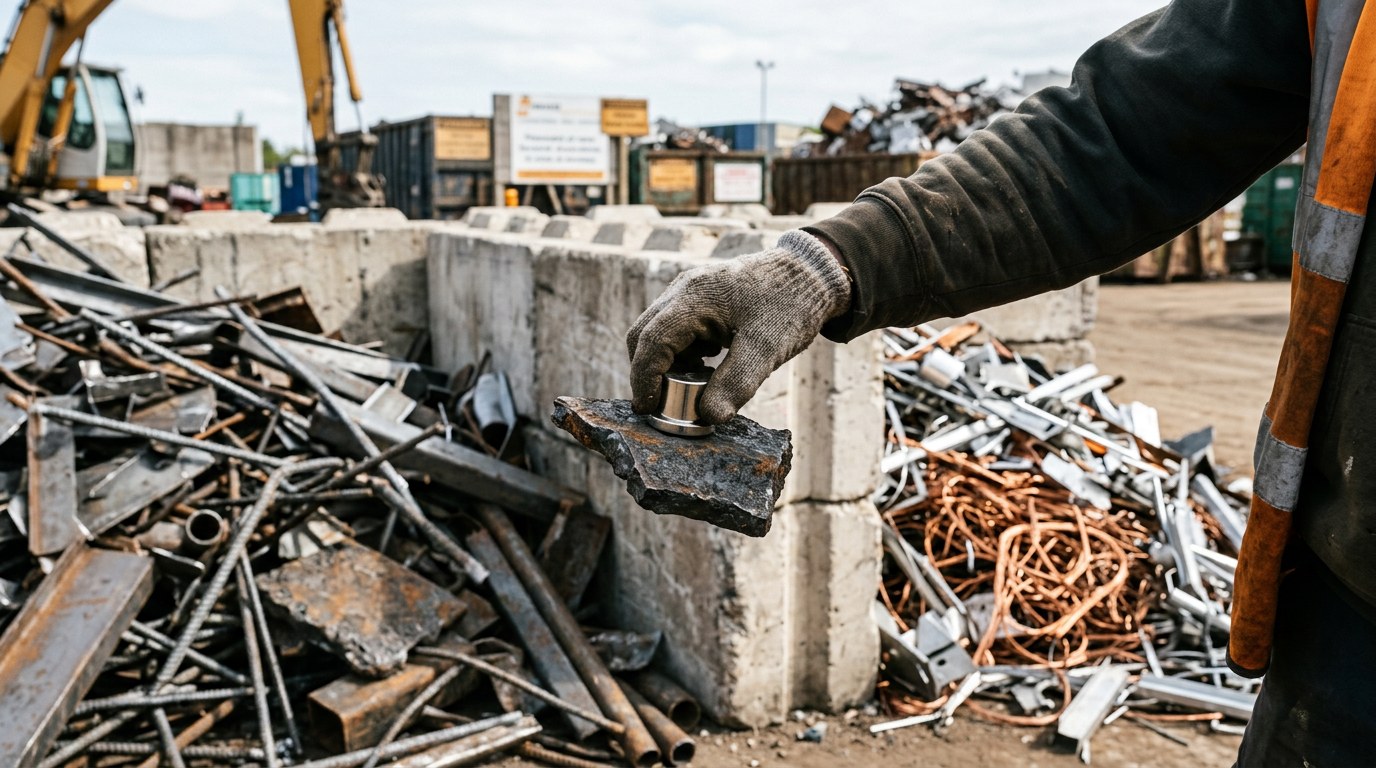Sorting ferrous and non-ferrous scrap metal with a simple magnet test